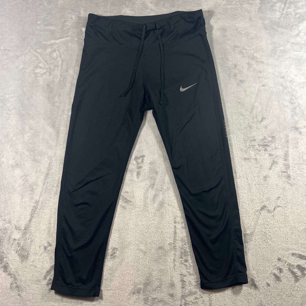 NIKE Running Leggings Womens Medium Black Dri-FIT Cropped 831657-011 Athleisure